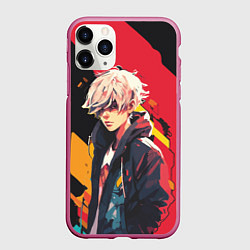Чехол iPhone 11 Pro матовый Стильный парниша, цвет: 3D-малиновый