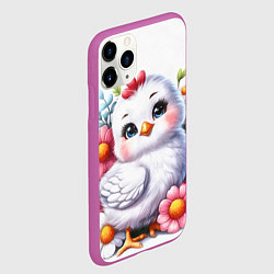 Чехол iPhone 11 Pro матовый Мультяшная курица с цветами акварелью, цвет: 3D-фиолетовый — фото 2