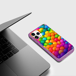 Чехол iPhone 11 Pro матовый Радужные пупырки, цвет: 3D-фиолетовый — фото 2