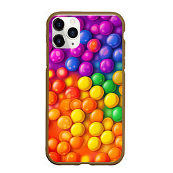Чехол iPhone 11 Pro матовый Разноцветные шарики, цвет: 3D-коричневый