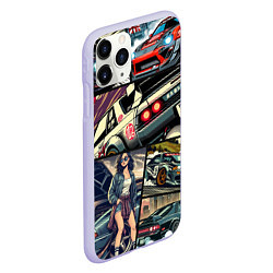 Чехол iPhone 11 Pro матовый Japanese cars art, цвет: 3D-светло-сиреневый — фото 2