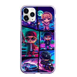 Чехол iPhone 11 Pro матовый GTA chibi style, цвет: 3D-светло-сиреневый