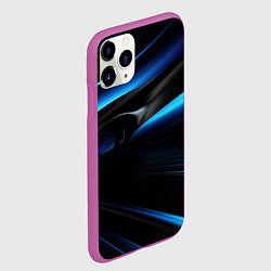 Чехол iPhone 11 Pro матовый Черная и синяя геометрическая абстракция, цвет: 3D-фиолетовый — фото 2