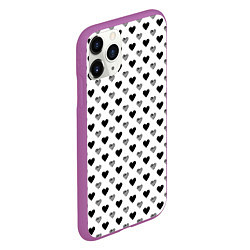 Чехол iPhone 11 Pro матовый Черно-белые сердечки, цвет: 3D-фиолетовый — фото 2