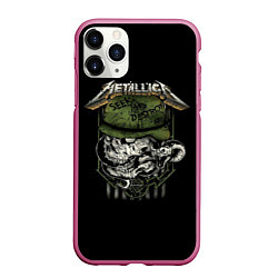Чехол iPhone 11 Pro матовый Metallica - skull, цвет: 3D-малиновый