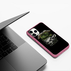 Чехол iPhone 11 Pro матовый Metallica - skull, цвет: 3D-малиновый — фото 2