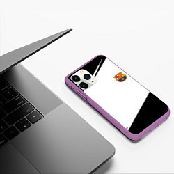 Чехол iPhone 11 Pro матовый Barcelona краски чёрные спорт, цвет: 3D-фиолетовый — фото 2