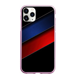 Чехол iPhone 11 Pro матовый Синие и красные полосы, цвет: 3D-розовый