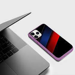 Чехол iPhone 11 Pro матовый Синие и красные полосы, цвет: 3D-фиолетовый — фото 2