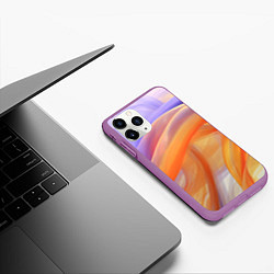 Чехол iPhone 11 Pro матовый Оранжевая и синяя абстрактная дуга, цвет: 3D-фиолетовый — фото 2