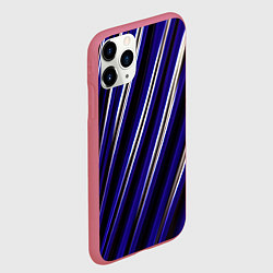 Чехол iPhone 11 Pro матовый Синие белые черные объемные полосы, цвет: 3D-малиновый — фото 2