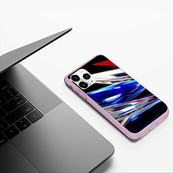 Чехол iPhone 11 Pro матовый Белая синяя красная острая абстракция, цвет: 3D-розовый — фото 2