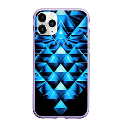 Чехол iPhone 11 Pro матовый Синие абстрактные ромбики, цвет: 3D-светло-сиреневый