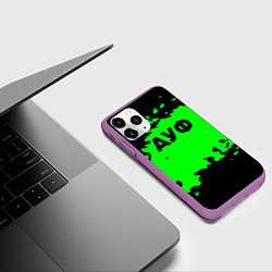 Чехол iPhone 11 Pro матовый Ауф краски мем, цвет: 3D-фиолетовый — фото 2