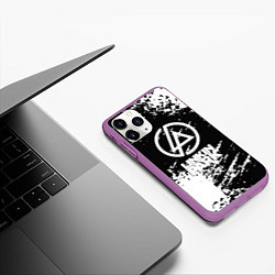 Чехол iPhone 11 Pro матовый Linkin park logo краски текстура, цвет: 3D-фиолетовый — фото 2