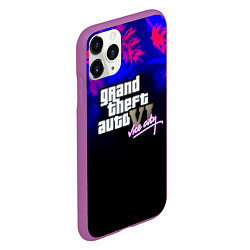 Чехол iPhone 11 Pro матовый GTA vice city tropic game, цвет: 3D-фиолетовый — фото 2