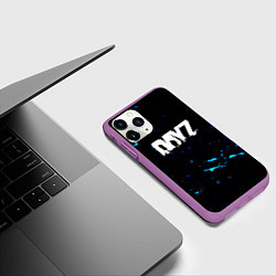 Чехол iPhone 11 Pro матовый Dayz текстура краски голубые, цвет: 3D-фиолетовый — фото 2
