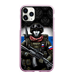 Чехол iPhone 11 Pro матовый Солдат России, цвет: 3D-розовый