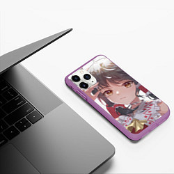 Чехол iPhone 11 Pro матовый Touhou Project Рейму улыбка, цвет: 3D-фиолетовый — фото 2