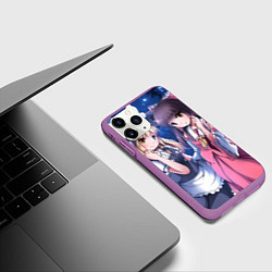 Чехол iPhone 11 Pro матовый Touhou Project Reimu and Marisa, цвет: 3D-фиолетовый — фото 2