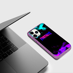 Чехол iPhone 11 Pro матовый Fortnite neon geometry, цвет: 3D-фиолетовый — фото 2