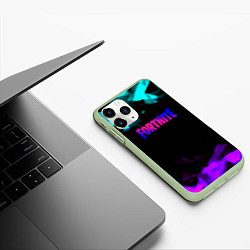 Чехол iPhone 11 Pro матовый Fortnite neon geometry, цвет: 3D-салатовый — фото 2