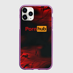 Чехол iPhone 11 Pro матовый Porn hub fire, цвет: 3D-фиолетовый