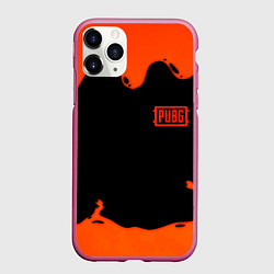 Чехол iPhone 11 Pro матовый PUBG orange splash, цвет: 3D-малиновый