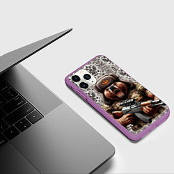 Чехол iPhone 11 Pro матовый Сердитый русский медведь с автоматом, цвет: 3D-фиолетовый — фото 2