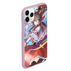 Чехол iPhone 11 Pro матовый Touhou Project Рейму улыбка, цвет: 3D-розовый — фото 2