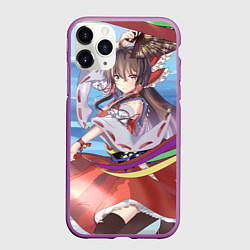 Чехол iPhone 11 Pro матовый Touhou Project Рейму улыбка, цвет: 3D-фиолетовый