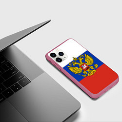 Чехол iPhone 11 Pro матовый Флаг России с гербом, цвет: 3D-малиновый — фото 2