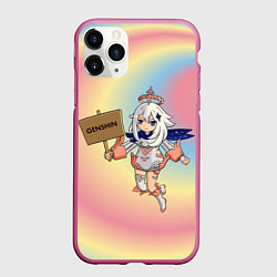 Чехол iPhone 11 Pro матовый Genshin персонаж игры Барбара, цвет: 3D-малиновый