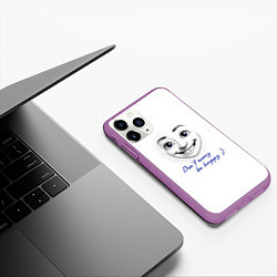 Чехол iPhone 11 Pro матовый Dont worry be happy, цвет: 3D-фиолетовый — фото 2