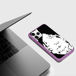 Чехол iPhone 11 Pro матовый Чёрно белые краски, цвет: 3D-фиолетовый — фото 2
