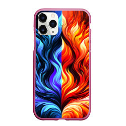 Чехол iPhone 11 Pro матовый Два огня, цвет: 3D-малиновый