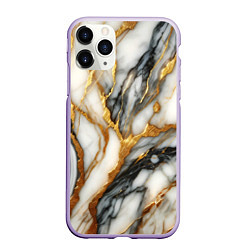 Чехол iPhone 11 Pro матовый Мрамор - текстура, цвет: 3D-светло-сиреневый