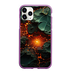 Чехол iPhone 11 Pro матовый Объемная текстура и лава, цвет: 3D-фиолетовый