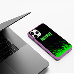 Чехол iPhone 11 Pro матовый Fortnite краски зелёные, цвет: 3D-фиолетовый — фото 2