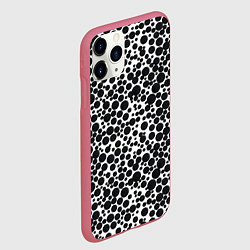 Чехол iPhone 11 Pro матовый Чёрный горох на белом фоне, цвет: 3D-малиновый — фото 2