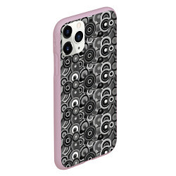 Чехол iPhone 11 Pro матовый Черно-белый абстрактный узор круги, цвет: 3D-розовый — фото 2