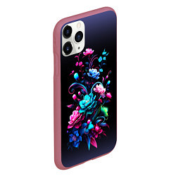 Чехол iPhone 11 Pro матовый Цветы - нейросеть, цвет: 3D-малиновый — фото 2