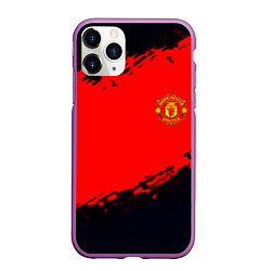 Чехол iPhone 11 Pro матовый Manchester United colors sport, цвет: 3D-фиолетовый