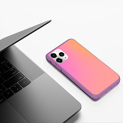 Чехол iPhone 11 Pro матовый Розово-желтый градиент, цвет: 3D-фиолетовый — фото 2