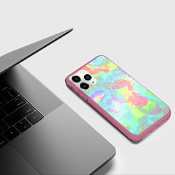 Чехол iPhone 11 Pro матовый Абстракция смесь красок, цвет: 3D-малиновый — фото 2