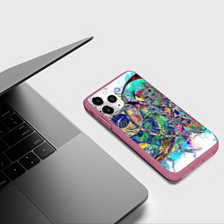 Чехол iPhone 11 Pro матовый Сплетенные круги Инь Ян, цвет: 3D-малиновый — фото 2