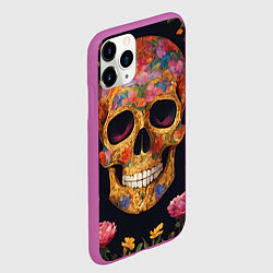 Чехол iPhone 11 Pro матовый Bright colors and skull, цвет: 3D-фиолетовый — фото 2