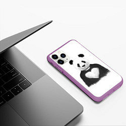 Чехол iPhone 11 Pro матовый Love panda, цвет: 3D-фиолетовый — фото 2