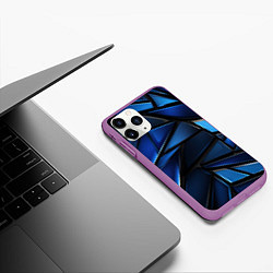 Чехол iPhone 11 Pro матовый Синие объемные геометрические объекты, цвет: 3D-фиолетовый — фото 2