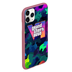 Чехол iPhone 11 Pro матовый Gta logo bright, цвет: 3D-малиновый — фото 2